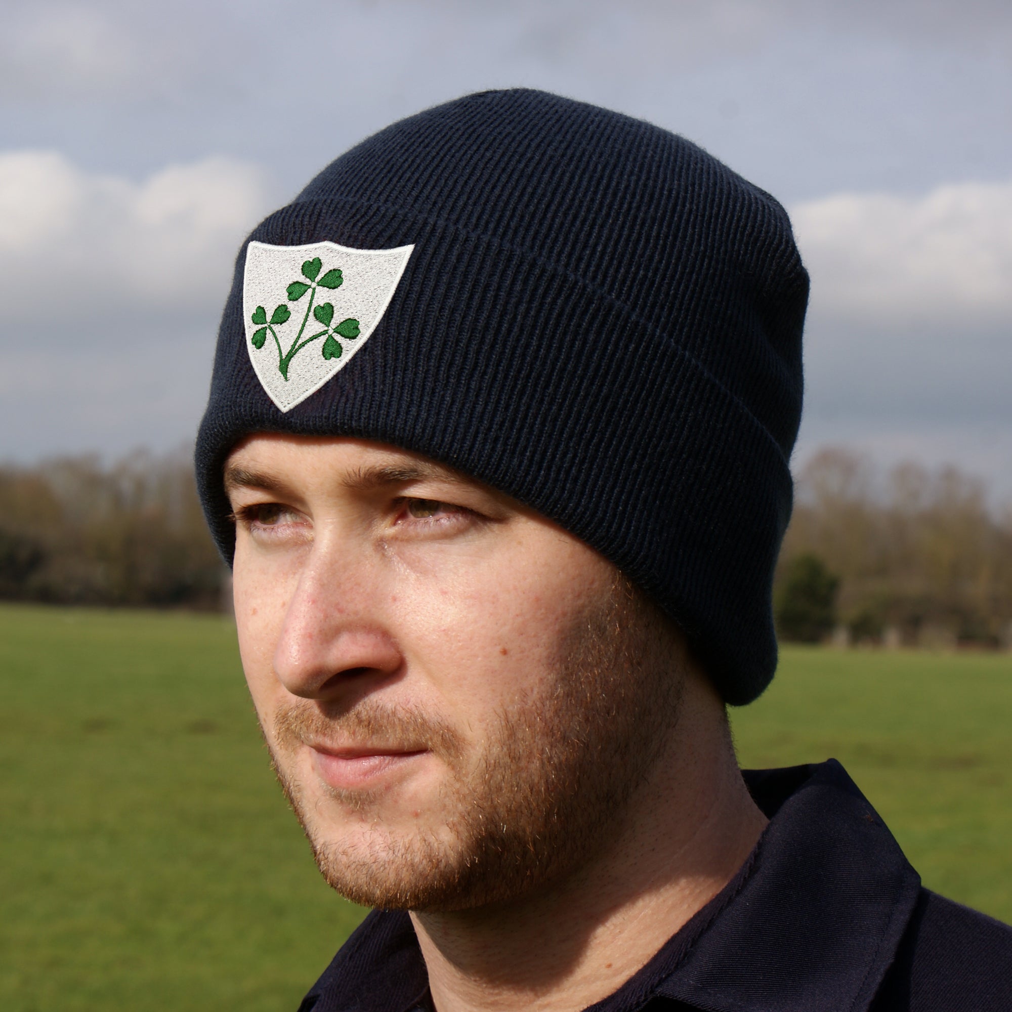 Irish Rugby Hat Ireland Irish Embroidered Rugby Football Beanie Hat Adult in Black ...