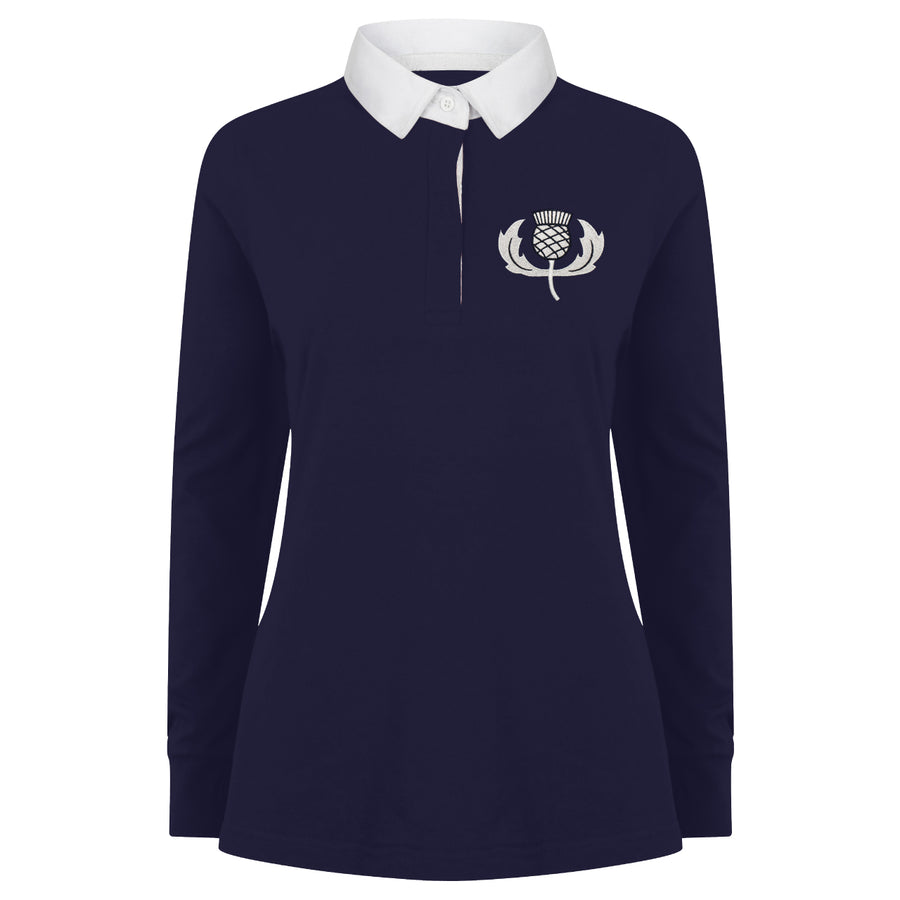 Ladies Scotland ALBA Rugby Vintage Style Long Sleeve Rugby Shirt with Free Personalisation