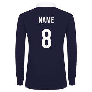 Ladies Scotland ALBA Rugby Vintage Style Long Sleeve Rugby Shirt with Free Personalisation