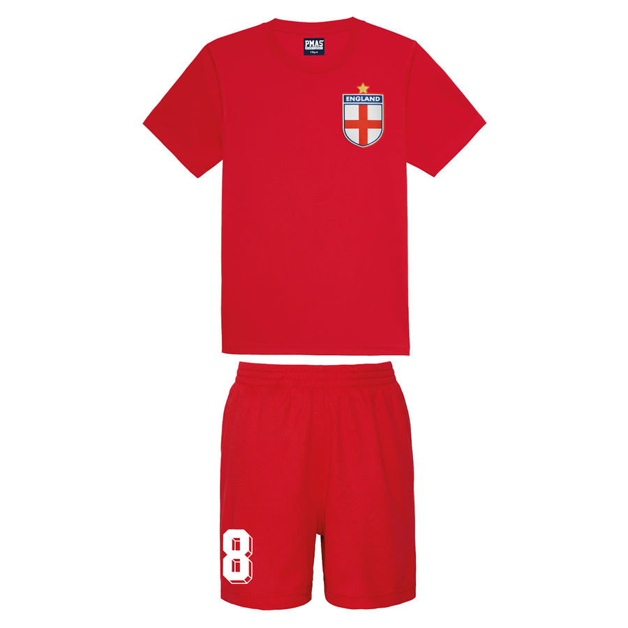 Kids Customisable Red England Style Away Football kit Shirt and Shorts