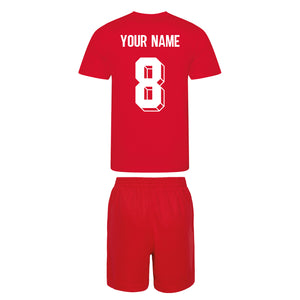Kids Customisable Red England Style Away Football kit Shirt and Shorts