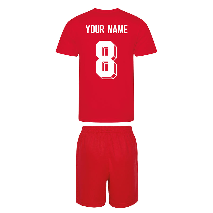 Kids Customisable Red England Style Away Football kit Shirt and Shorts