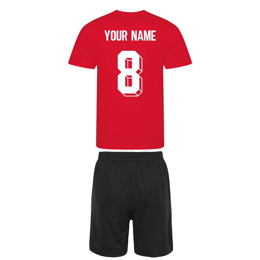 Kids Turkey Turkiye Vintage Football Shirt Shorts & Personalisation - Red / Black