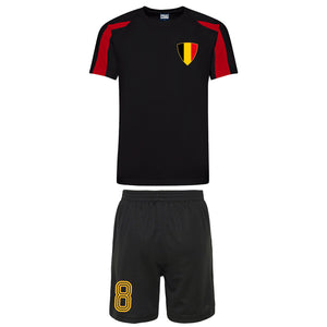 Kids Belgium Belgique Football Shirt Shorts & Personalisation - Black / Black