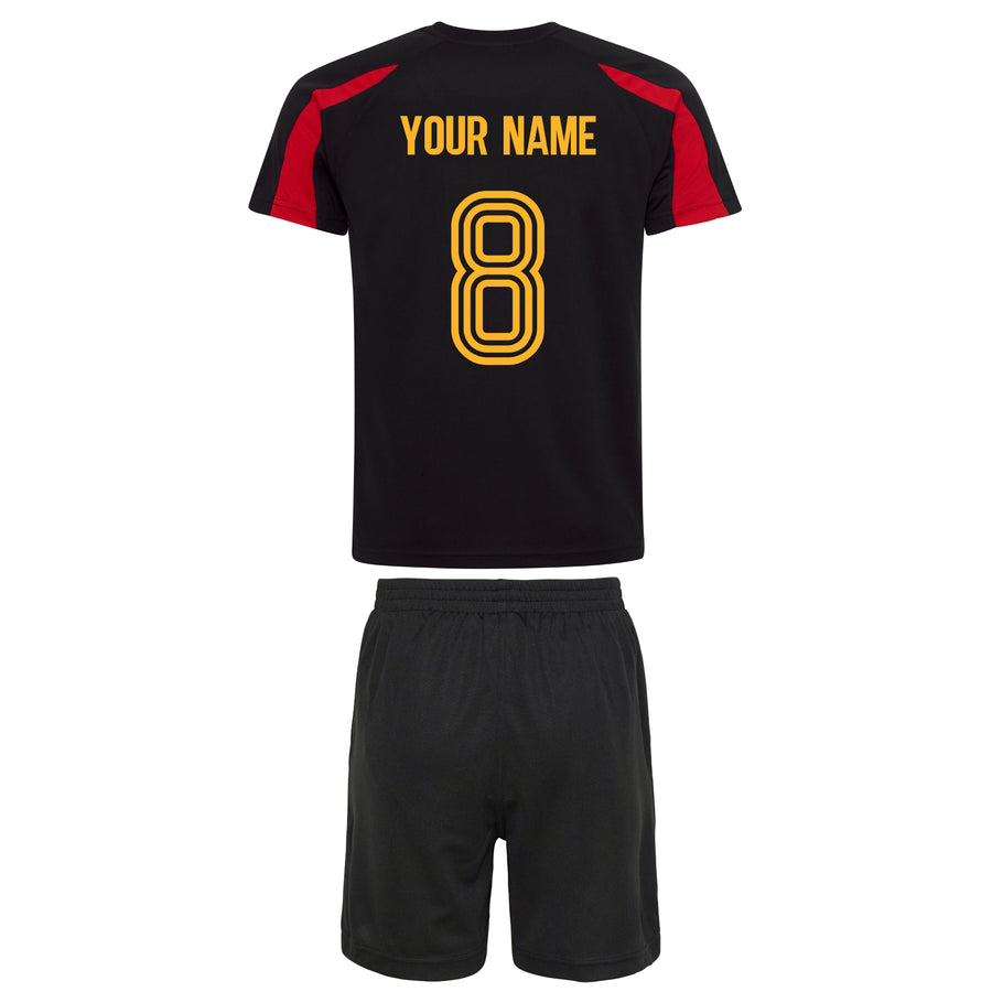 Kids Belgium Belgique Football Shirt Shorts & Personalisation - Black / Black