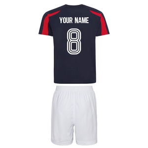 Kids France Les Bleus Vintage Football Shirt & Shorts with Free Personalisation Blue White