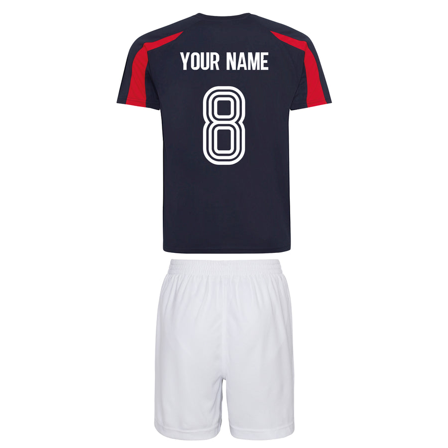 Kids France Les Bleus Vintage Football Shirt & Shorts with Free Personalisation Blue White