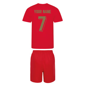 Kids Portugal Portuguesa Vintage Football Shirt & Shorts with Personalisation - Red / Red