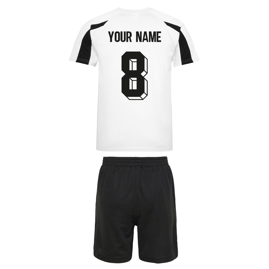 Kids Germany Deutsche Vintage Football Shirt & Shorts with Personalisation - White / Black