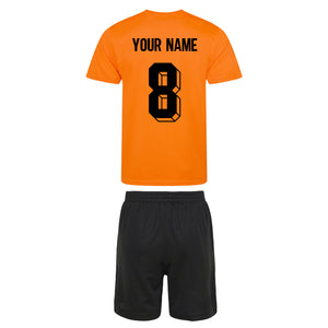 Kids Holland Nederlands Football Kit Shirt Shorts with Personalisation Orange Black