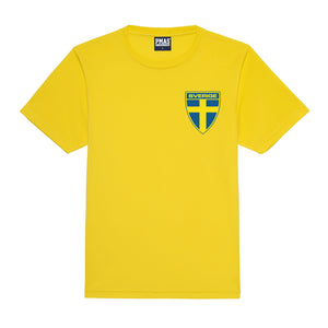 Kids Sweden Sverige Vintage Football Shirt Shorts & Personalisation - Yellow / Blue