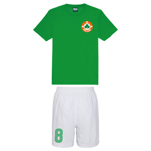 Kids Republic Ireland Eire Vintage Football Shirt Shorts & Personalisation - Green / White