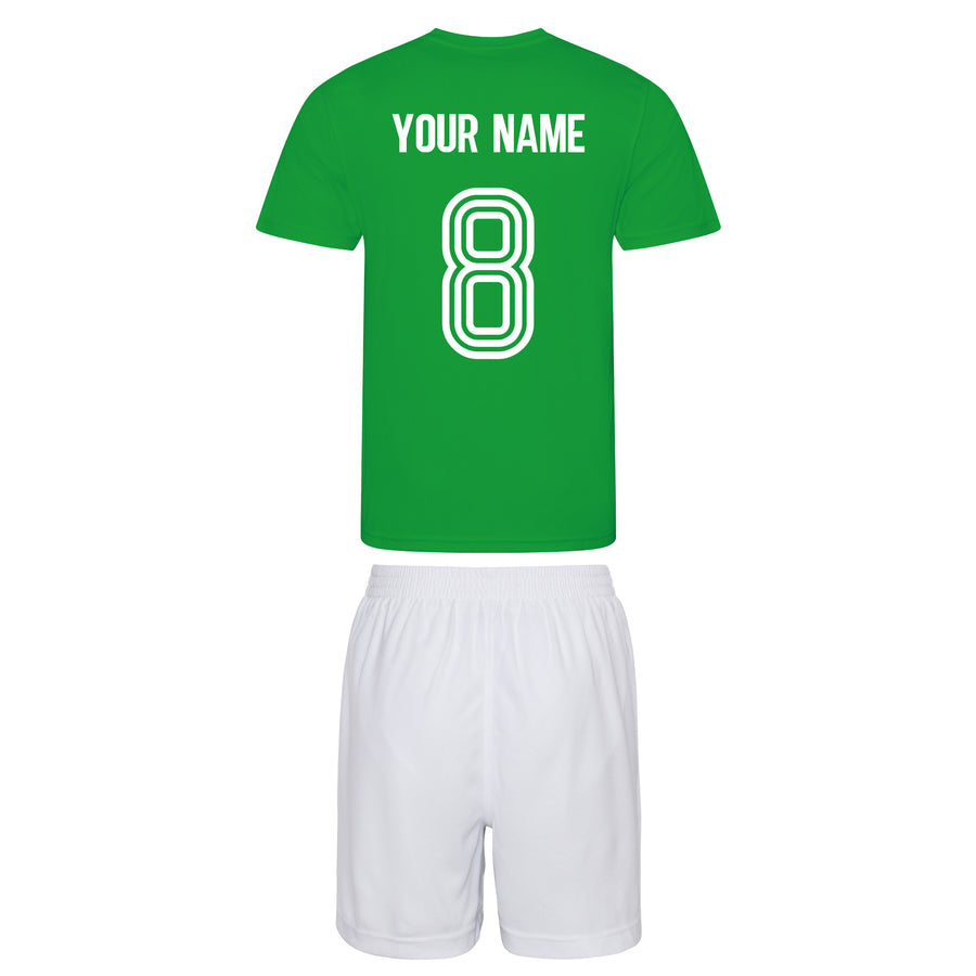 Kids Republic Ireland Eire Vintage Football Shirt Shorts & Personalisation - Green / White