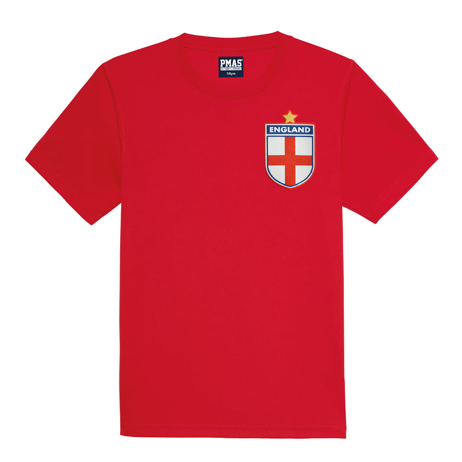 Kids England Retro Football Shirt with Free Personalisation - Red