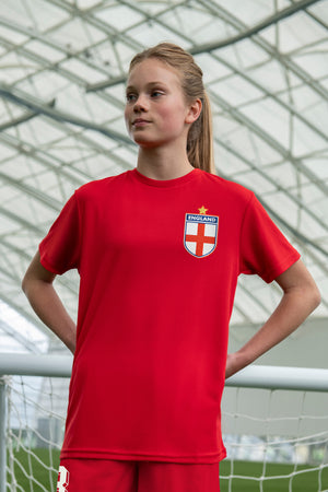 Kids England Retro Football Shirt with Free Personalisation - Red