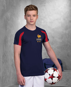 Kids France Les Bleus Retro Football Shirt with Free Personalisation - Blue