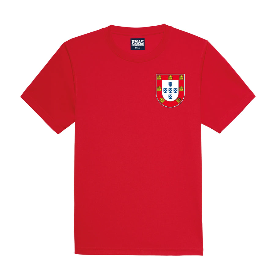 Kids Portugal Portuguesa Retro Football Shirt with Personalisation - Red / Red