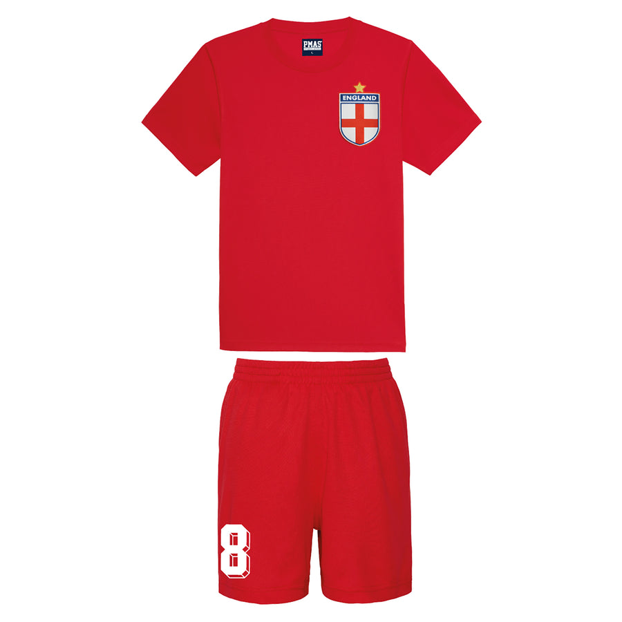Adults England Retro Football Kit Shirt & Shorts & Free Personalisation - Red