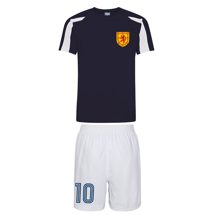Adults Scotland Retro Football Kit Shirt Shorts & Personalisation - Blue