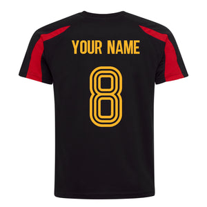 Adults Belgium Belgique Retro Football kit Shirt Shorts & Personalisation - Black / Black