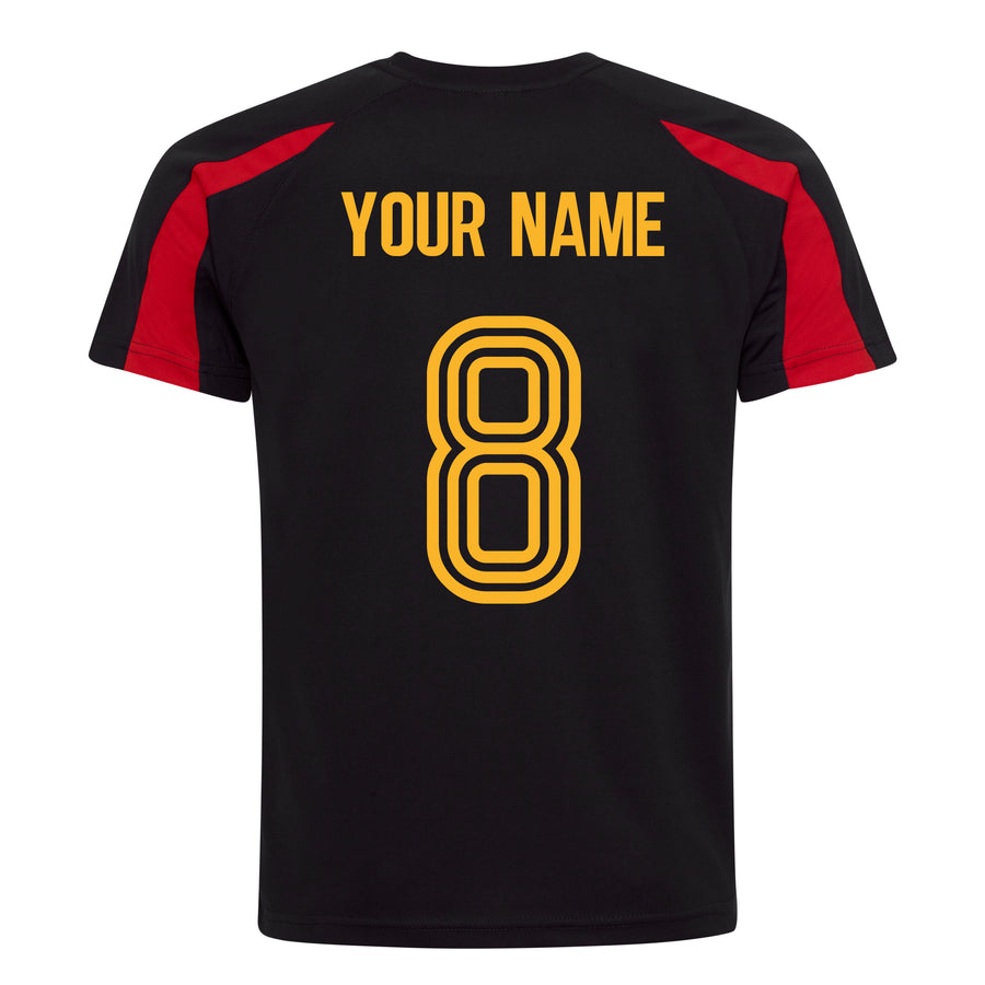 Adults Belgium Belgique Retro Football kit Shirt Shorts & Personalisation - Black / Black