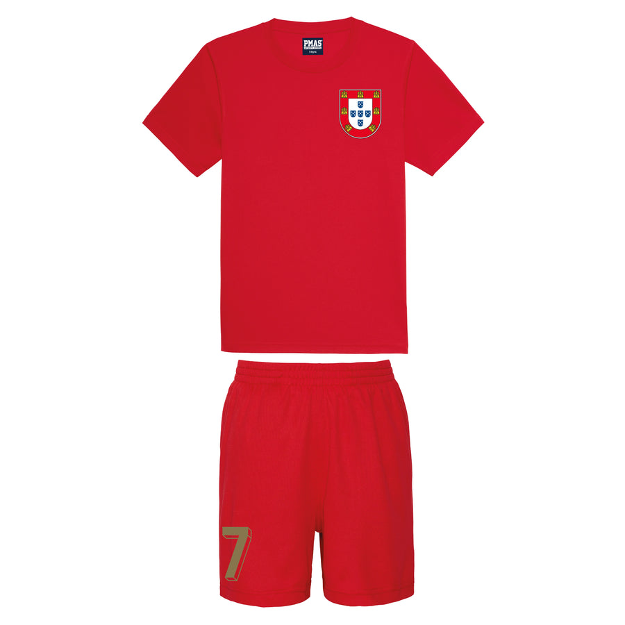 Adults Portugal Portuguesa Retro Football Shirt & Shorts with Personalisation - Red