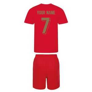 Adults Portugal Portuguesa Retro Football Shirt & Shorts with Personalisation - Red