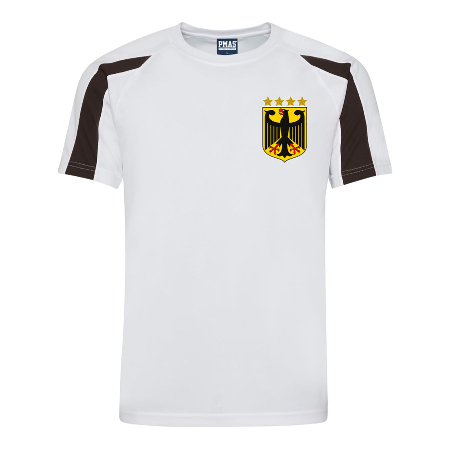 Adults Germany Deutsche Retro Football Kit Shirt & Shorts with Personalisation - White / Black