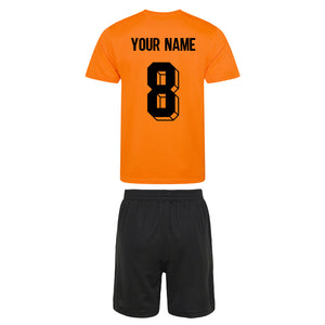 Adults Holland Nederlands Retro Football Kit Shirt Shorts with Free Personalisation Orange Black