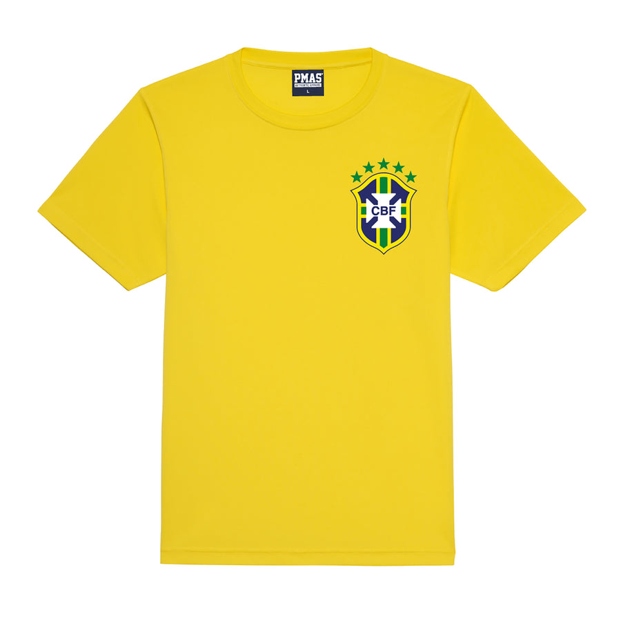 Adults Brazil Brasil Retro Football Kit Shirt & Shorts with Personalisation - Yellow Blue