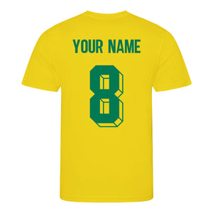 Adults Brazil Brasil Retro Football Kit Shirt & Shorts with Personalisation - Yellow Blue