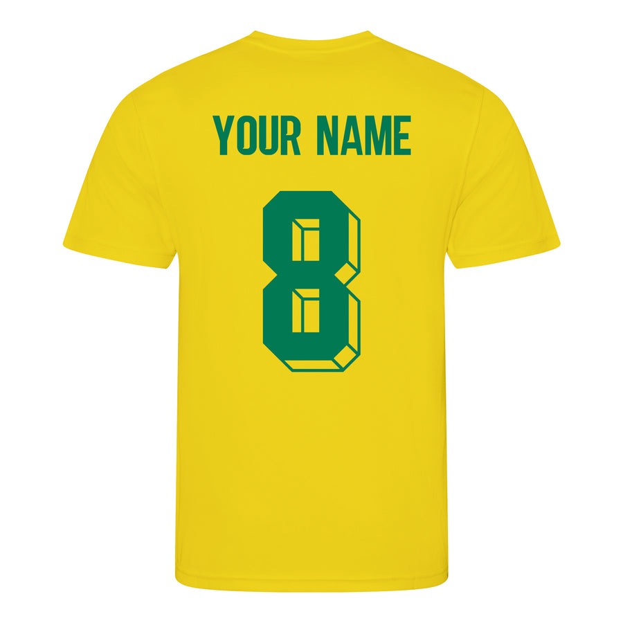 Adults Brazil Brasil Retro Football Kit Shirt & Shorts with Personalisation - Yellow Blue