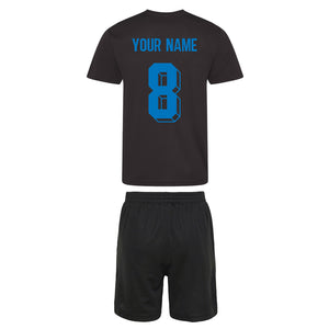 Kids England Football Drill Training Shirt & Shorts with Personalisation - Black / Black