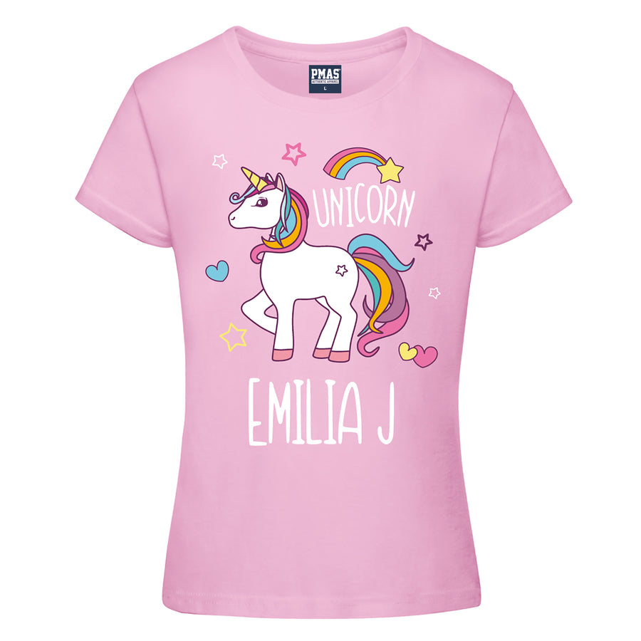 Girls Personalised Super Fabulous Rainbow Unicorn T-shirt