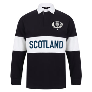 *Adult Unisex Scotland ALBA Contrast Panel Stripe Rugby Shirt