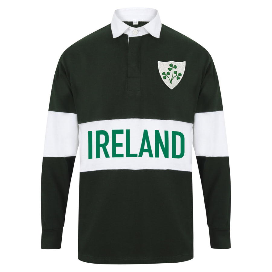*Adult Unisex Ireland EIRE Contrast Panel Stripe Rugby Shirt
