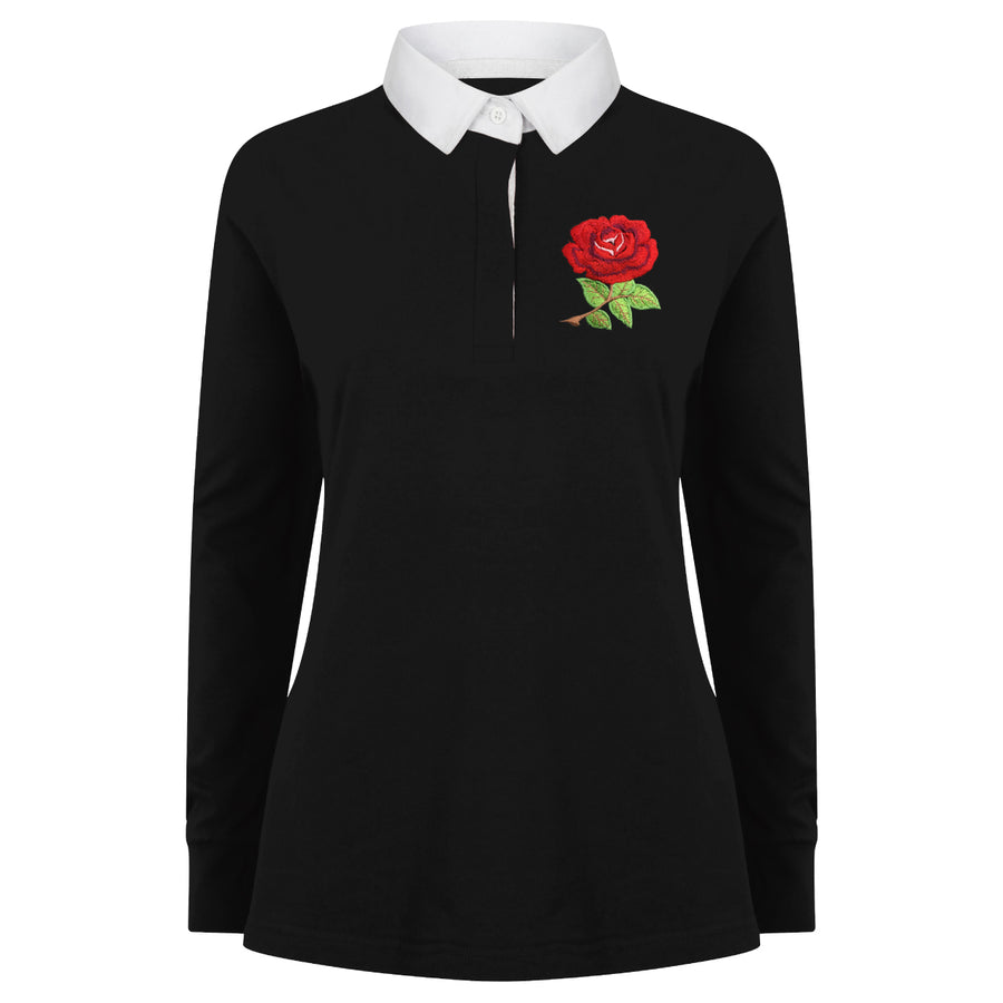 Ladies England English Rugby Vintage Style Long Sleeve Rugby Shirt with Free Personalisation