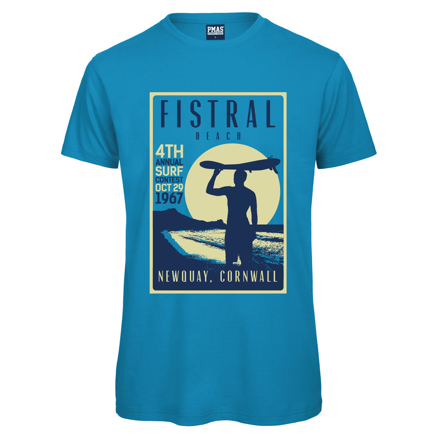 Adult Unisex Retro Fistral Beach, Newquay Surf T-Shirt