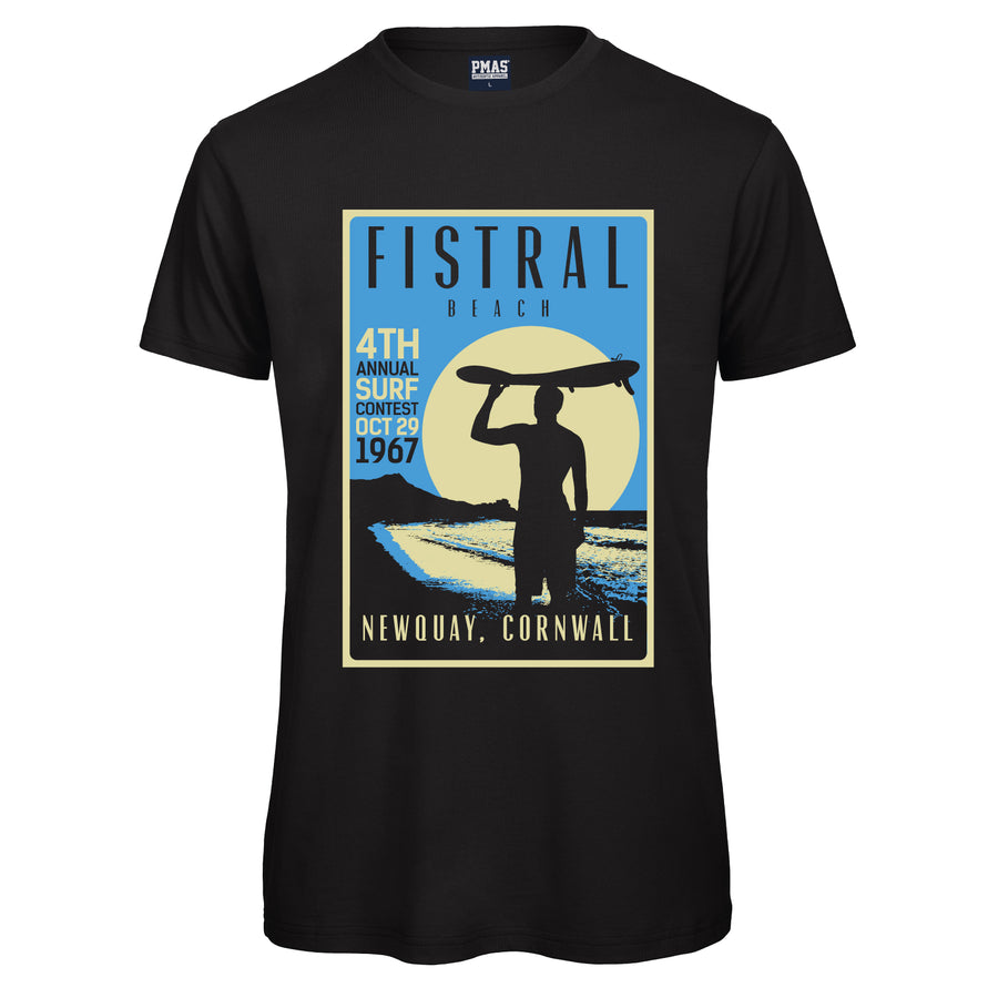 Adult Unisex Retro Fistral Beach, Newquay Surf T-Shirt