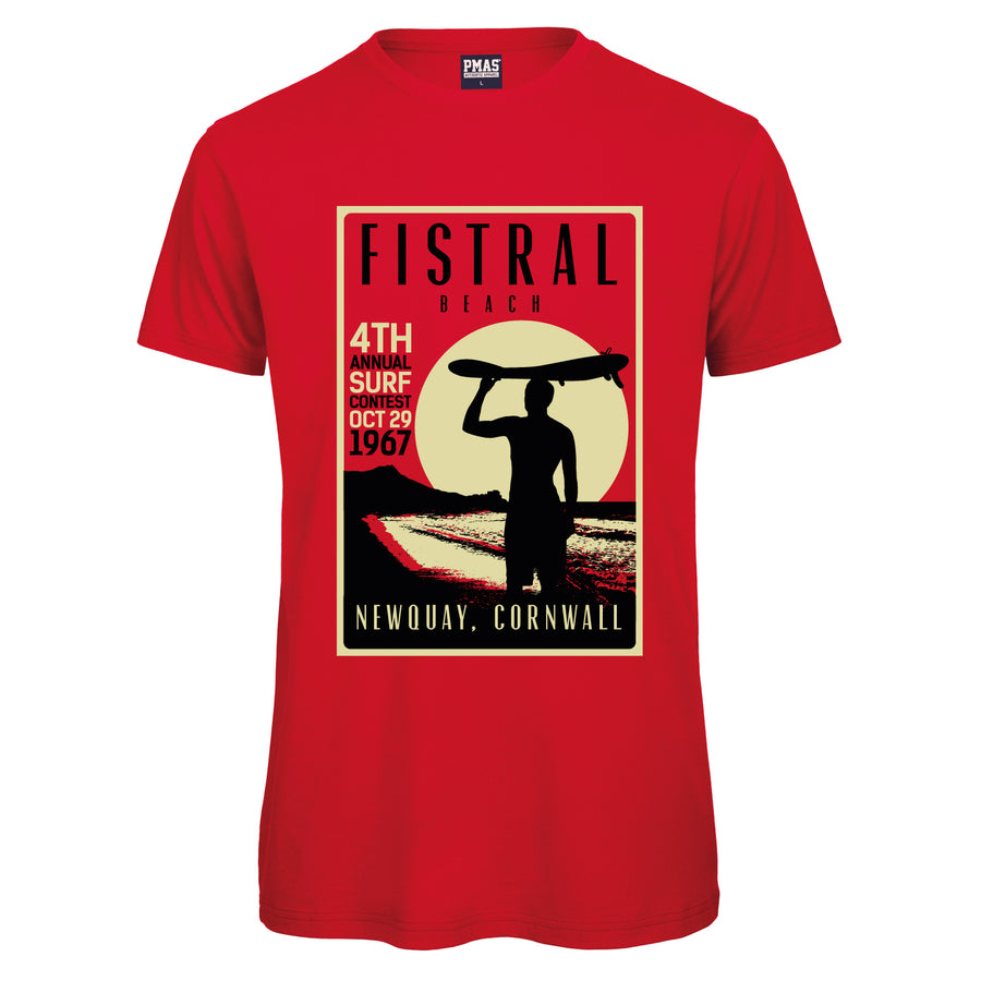 Adult Unisex Retro Fistral Beach, Newquay Surf T-Shirt