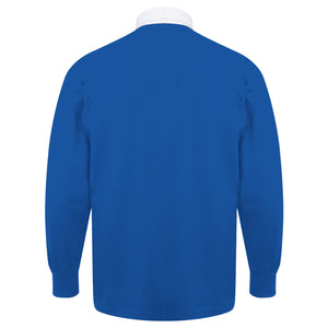 Adults France Vintage Style Long Sleeve Rugby Shirt with Free Personalisation -  Blue