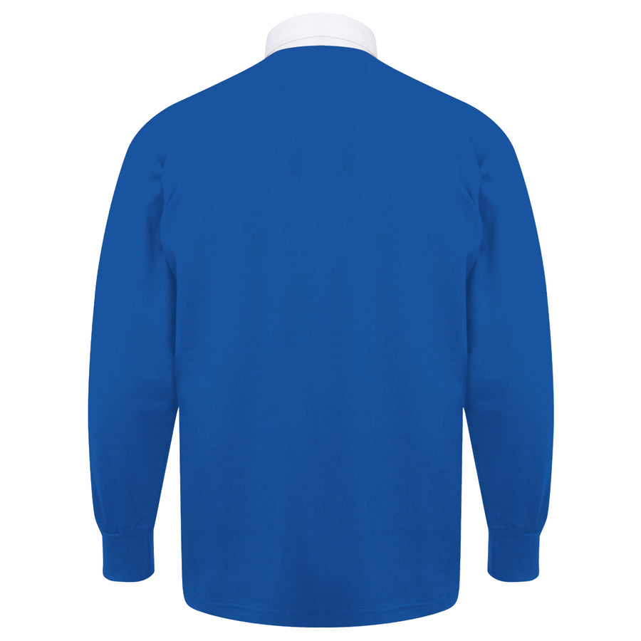 Adults France Vintage Style Long Sleeve Rugby Shirt with Free Personalisation -  Blue