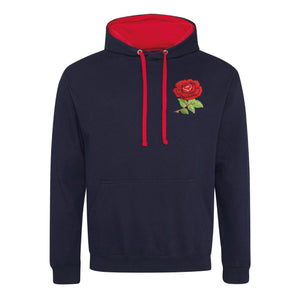 *Adult Unisex England Rugby Retro Style Two Tone Hooded Sweatshirt