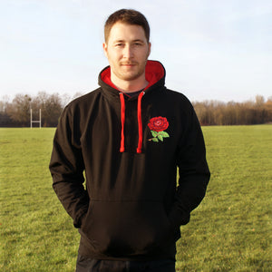 *Adult Unisex England Rugby Retro Style Two Tone Hooded Sweatshirt