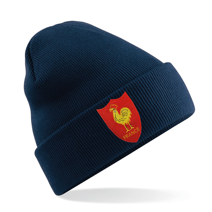 Adult Unisex France French Vintage Retro Embroidered Rugby Football Beanie Hat