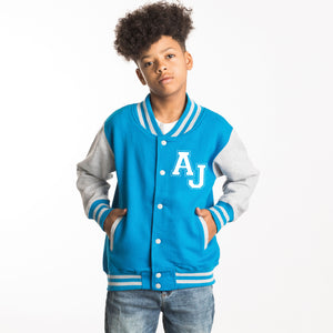 Kids Baseball Style Varsity Jacket - Personalised with Front Initial Step Letterman Style