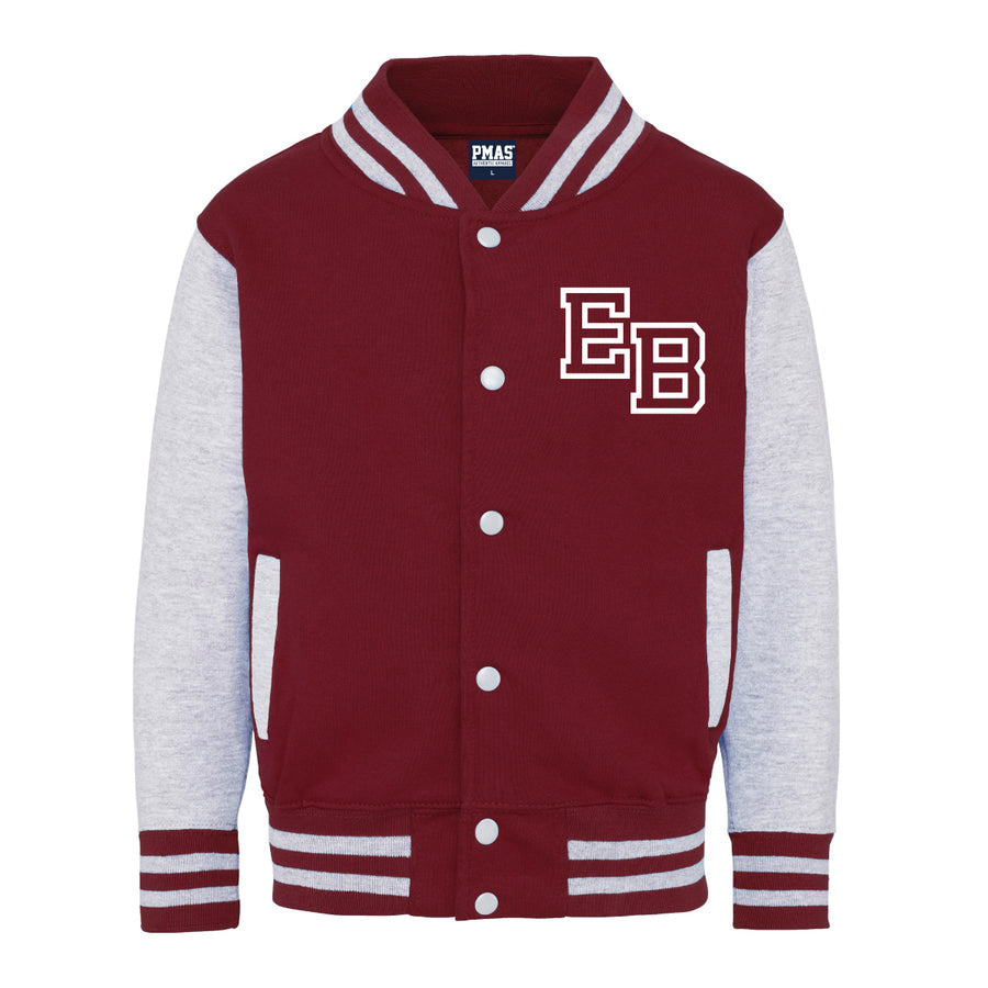Kids Baseball Style Varsity Jacket - Personalised with Front Initial Step and Name on Back Letterman Style