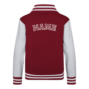 Kids Baseball Style Varsity Jacket - Personalised with Front Initial Step and Name on Back Letterman Style