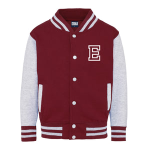 Kids Baseball Style Varsity Jacket - Personalised with Front Initial Step and Name on Back Letterman Style