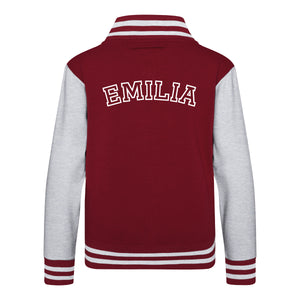 Kids Baseball Style Varsity Jacket and Matching Joggers - Personalised with Front Initial Step and Name on Back Letterman Style